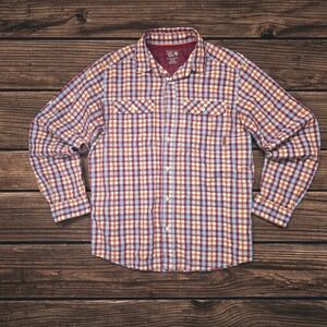 Mountain Hardwear Plaid Button Up Shirt Men M Outdoor Hiking Nylon Blend Long SL